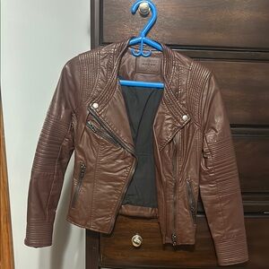 XS Blank NYC Maroon Leather Jacket
